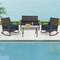 4 Pieces Wicker Rocking Set with Bungee Rope Seat for Porch Yard-Navy